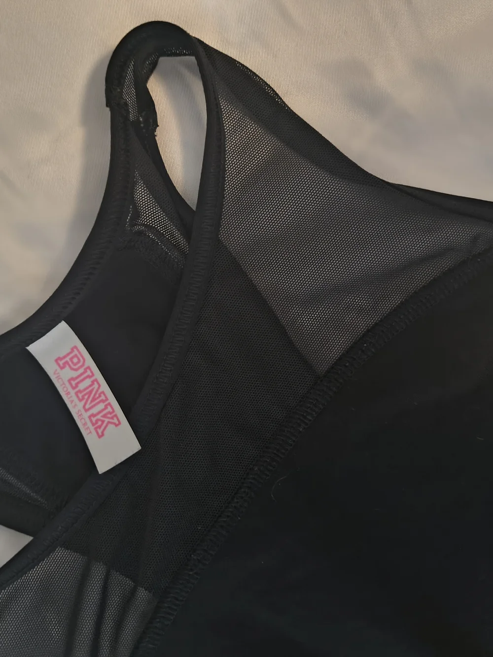 PINK Victoria's Secret Black Racerback Sports Bra with Mesh Panels